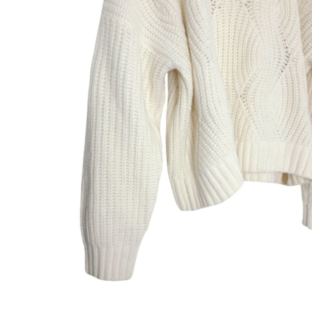 MADEWELL Charley Cream Cable Knit Sweater Womens Pointelle Wool Pullover Size XL - Picture 8 of 15